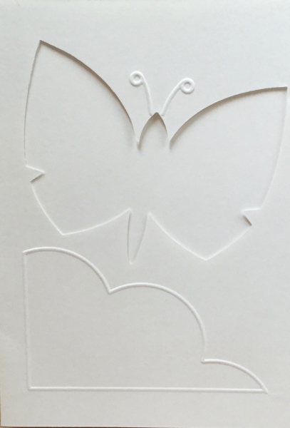 Karte mit Ausschnitt Schmetterling, weiss